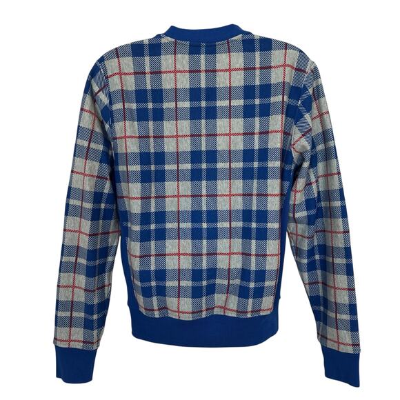 Champion Jacket Plaid Gray Red Blue White Reverse Weave Fleece Men's Size Medium - Picture 10 of 11